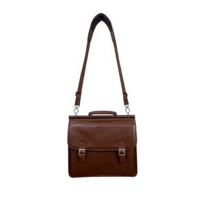 Mcklein Brown Leather Adjustable Strap & Push Lock Closures Messenger Bag Sz L